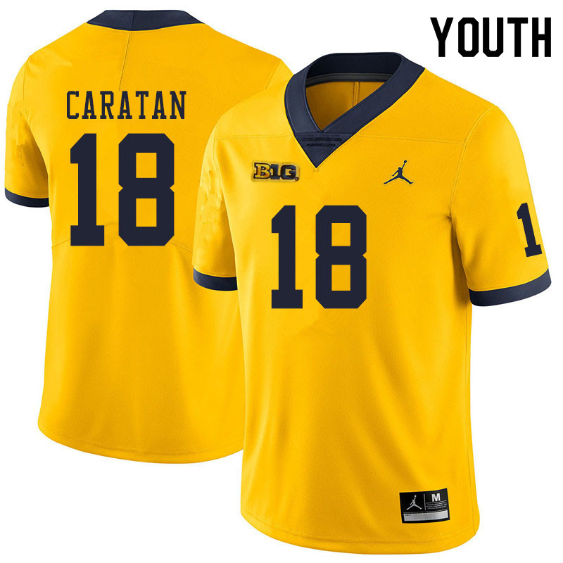 Youth #18 George Caratan Michigan Wolverines College Football Jerseys Sale-Yellow